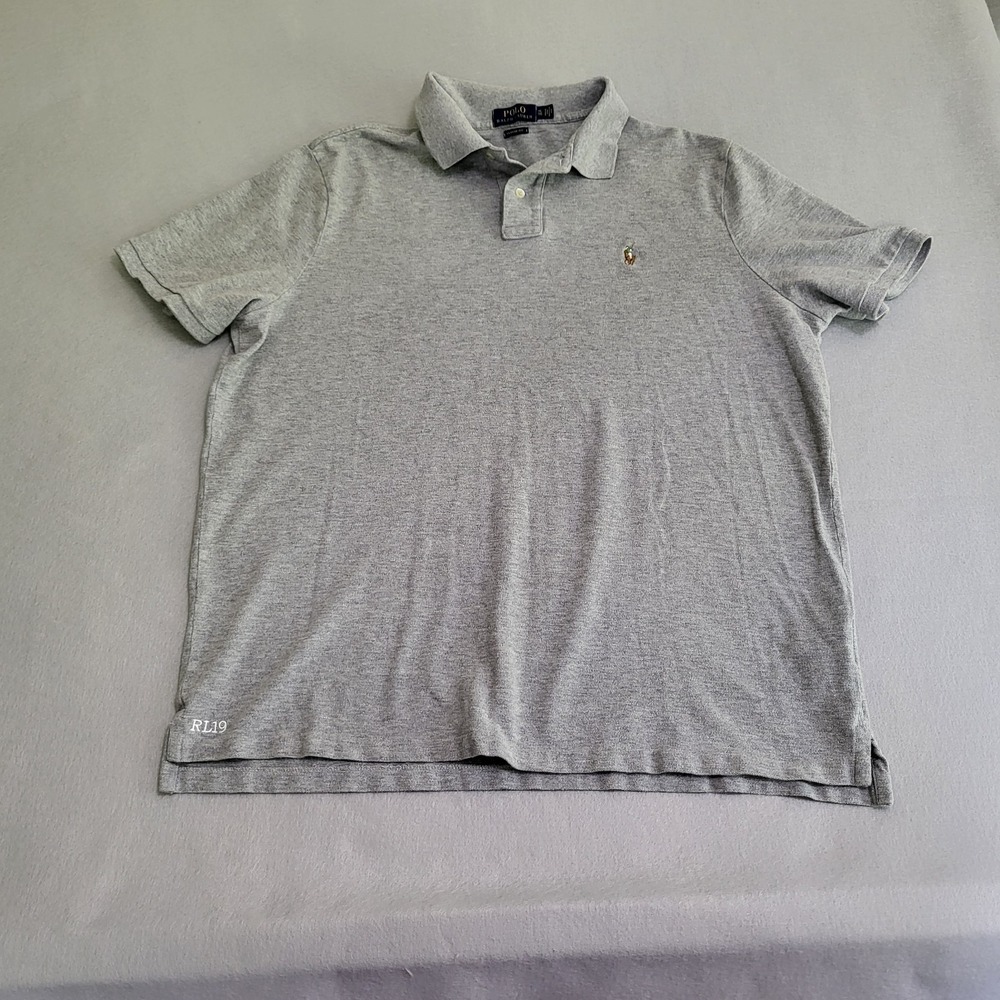 Polo Ralph Lauren Classic Fit Gray Polo Shirt Men's Size XL 100% Cotton